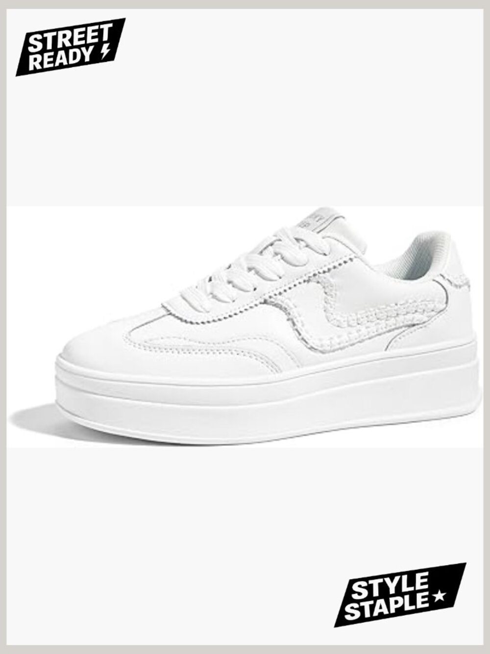 Platform Fashion Sneakers Thick Sole Faux Leather Suede Rubber Gum Sole Low Top - Picture 1 of 7
